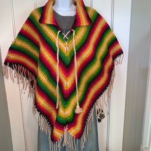 Vintage Psychedelic Crochet 60-70’s Poncho Cape